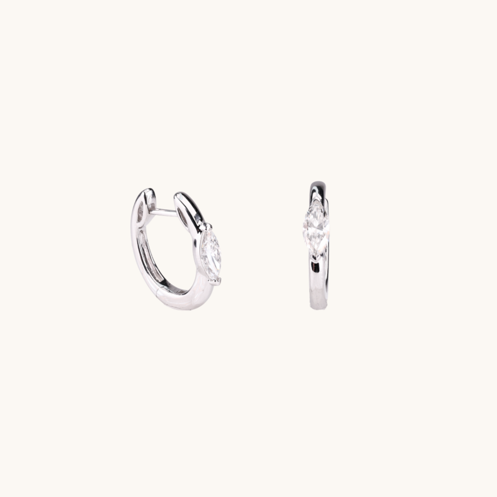 Marquise Lab Diamond Huggie Earrings