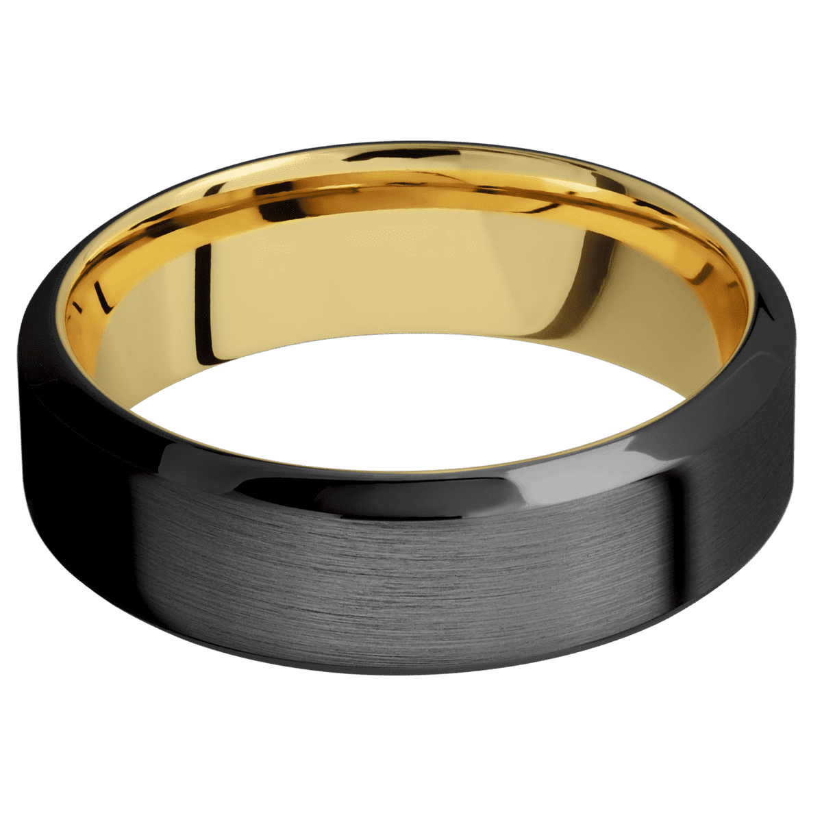 Zirconium + Satin , Polish Finish + 14K Yellow Gold - Happy Jewelers Fine Jewelry Lifetime Warranty