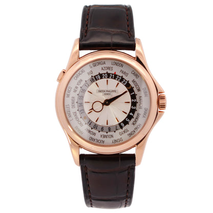 Patek Philippe World Time 39mm Silver Dial Watch Ref# 5130R - Happy Jewelers Fine Jewelry Lifetime Warranty