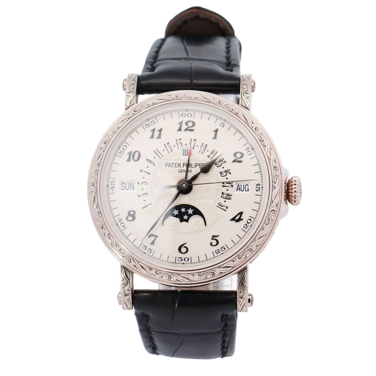 Patek Philippe Perpetual Calendar Grand Complications White Gold 38mm White Arabic Dial Watch Reference# 5160/500G-001 - Happy Jewelers Fine Jewelry Lifetime Warranty