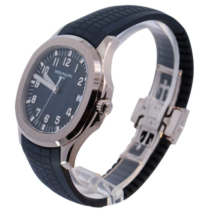 Patek Philippe Aquanaut White Gold 42.2mm Blue Arabic Dial Watch Reference#: 5168G-001 - Happy Jewelers Fine Jewelry Lifetime Warranty