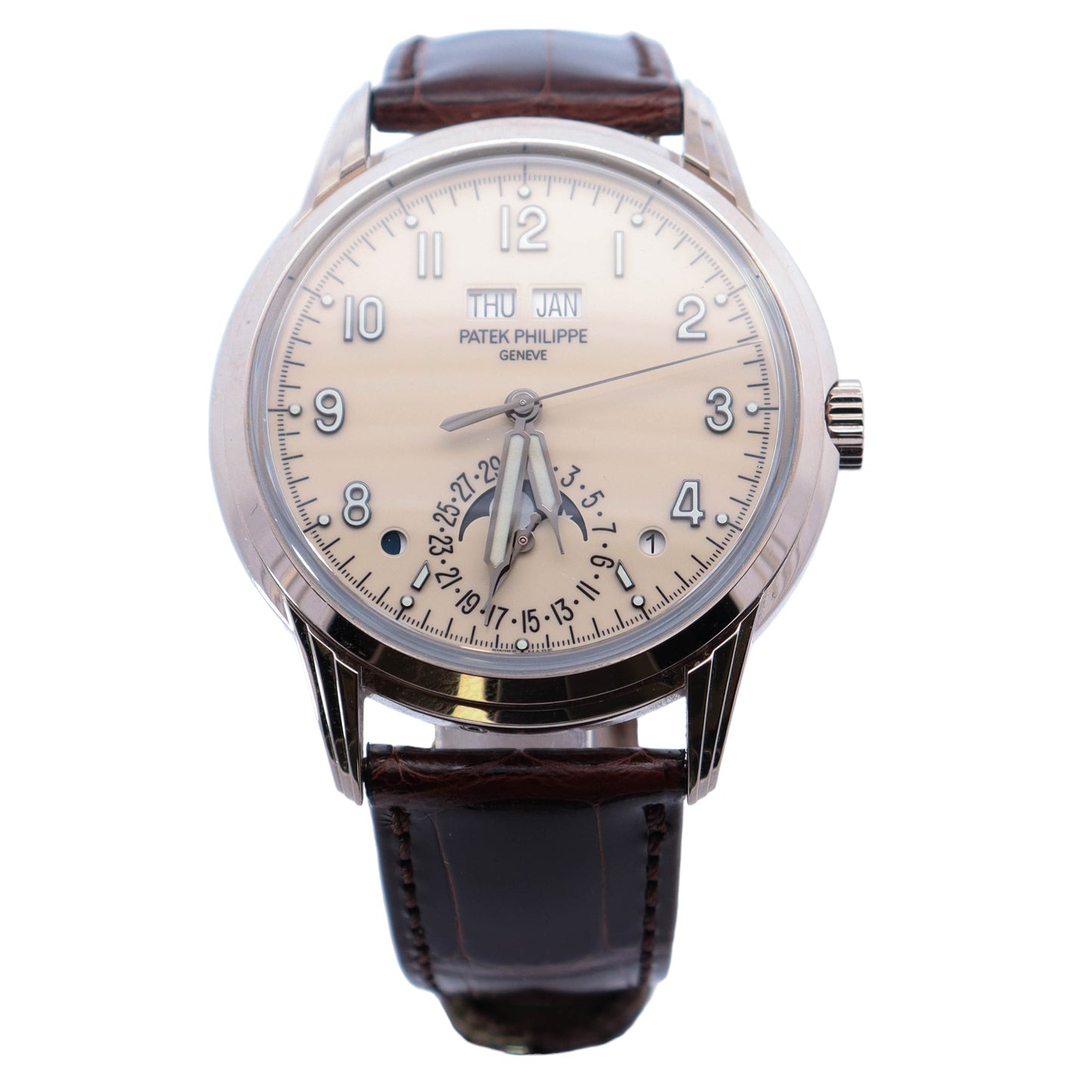 Patek Philippe Grand Complications Perpetual Calendar White Gold 40mm Cream Arabic Dial Watch Reference# 5320G-001 - Happy Jewelers Fine Jewelry Lifetime Warranty