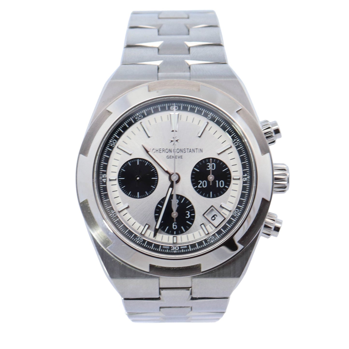 Vacheron Constatin Overseas Stainless Steel 42.5mm White Chronograph Dial Watch Reference# 5500V/110A-B686 - Happy Jewelers Fine Jewelry Lifetime Warranty