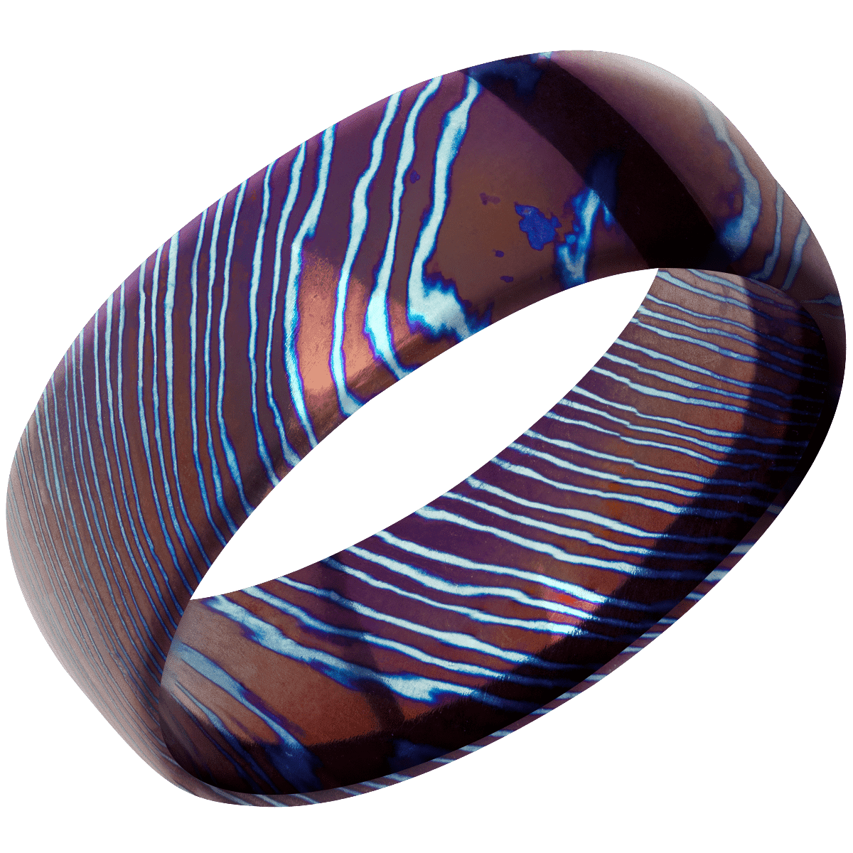 Titanium Damascus + Polish Finish - Happy Jewelers Fine Jewelry Lifetime Warranty
