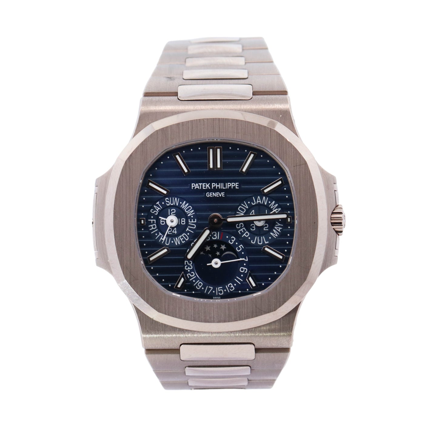 Patek Philippe Mens Nautilus White Gold 40mm Blue Dial Watch Reference# 5740/1G