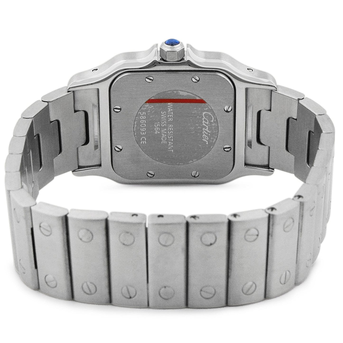 Cartier Ladys Quartz Santos Galbee Stainless Steel 34.8 mm x 26.2 mm Silver Roman Dial Watch Reference #: W20056D6 - Happy Jewelers Fine Jewelry Lifetime Warranty