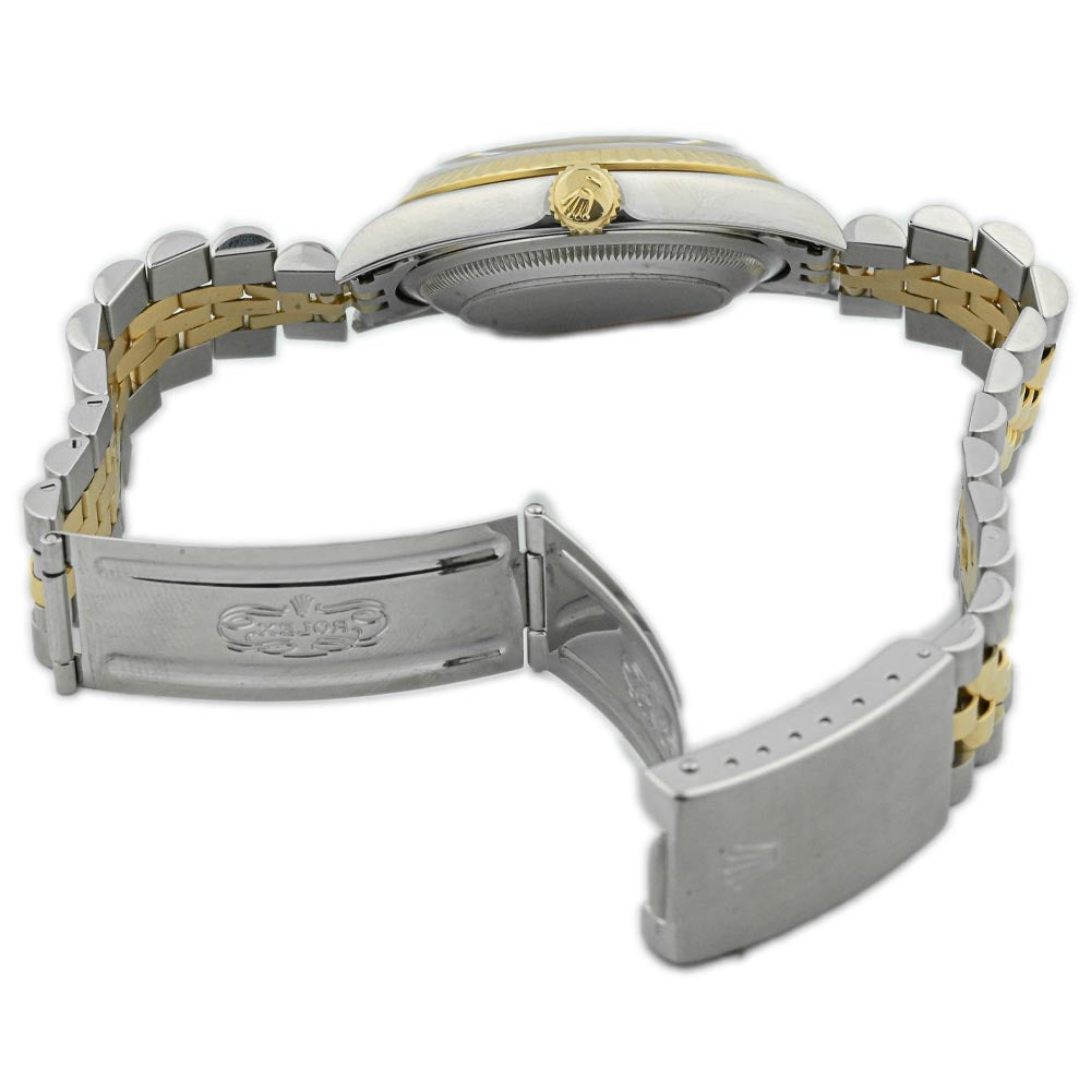 Rolex Datejust Two Tone Yellow Gold & Steel 36mm Blue Diamond Dial Watch Reference #: 16233 - Happy Jewelers Fine Jewelry Lifetime Warranty