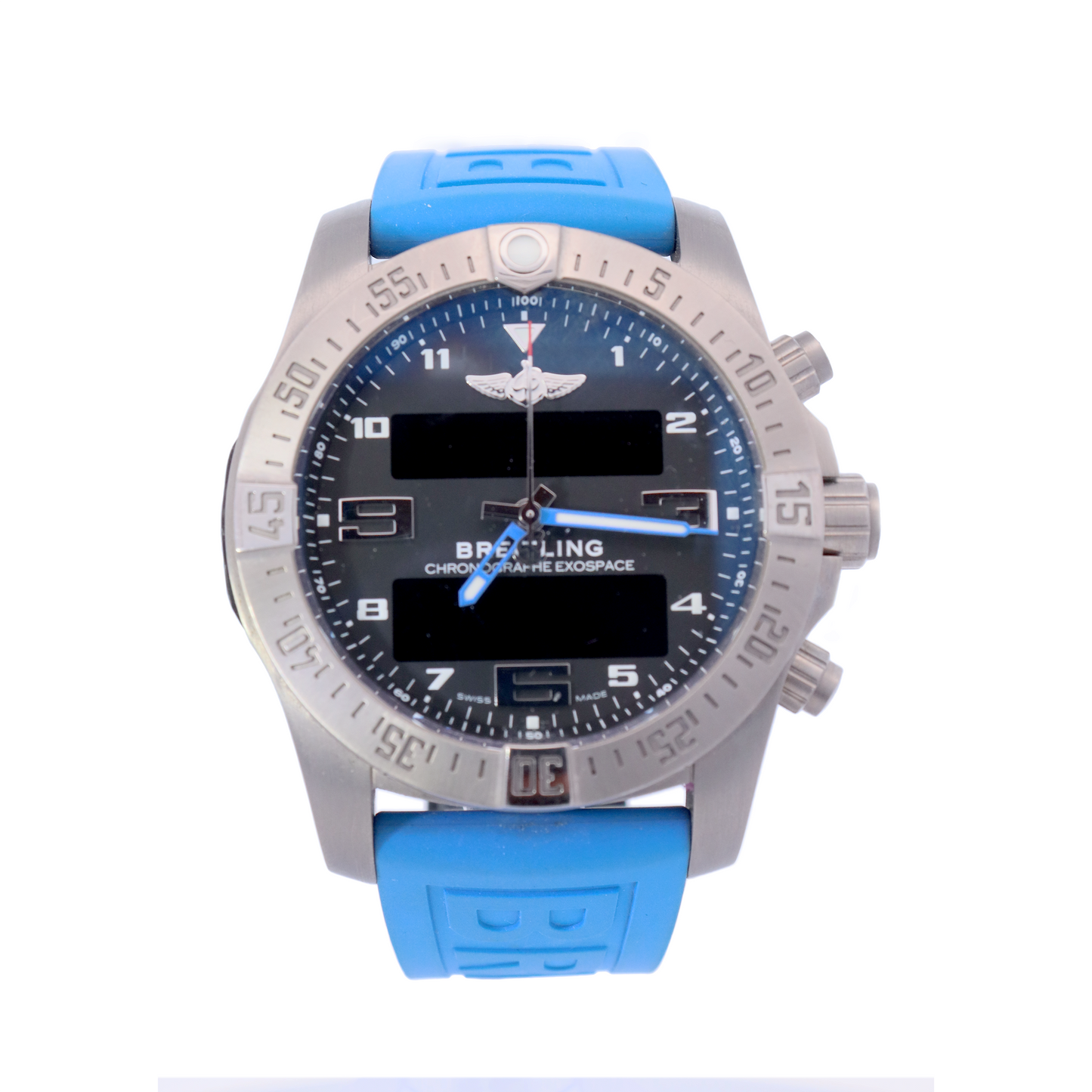 Breitling Mens Exospace B55 Titanium Black Digital/ Analog Dial Watch  | Ref# EB5510H2/BE79 - Happy Jewelers Fine Jewelry Lifetime Warranty