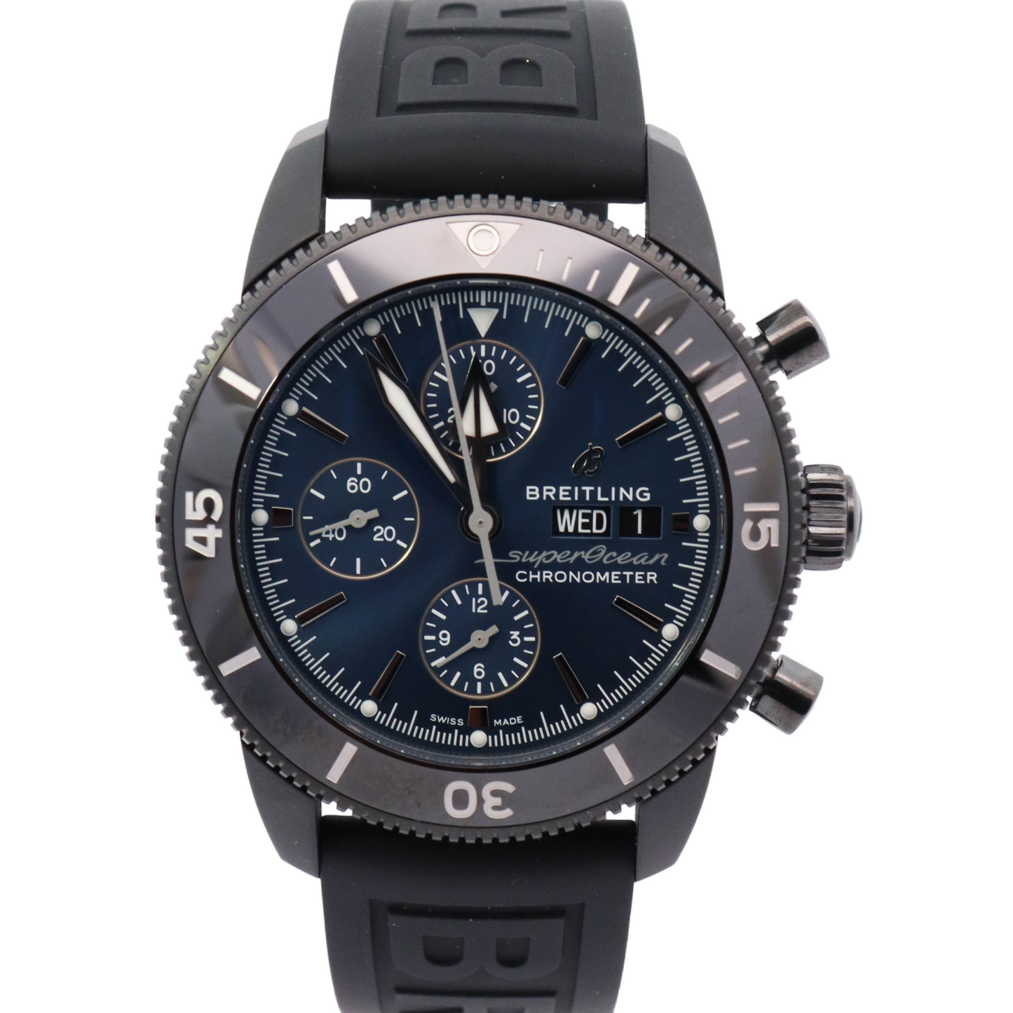 Load image into Gallery viewer, Breitling Superocean Heritage II Stainless Steel 44mm Blue Chronograph Dial Watch Reference#: M133132A1C1W1 - Happy Jewelers Fine Jewelry Lifetime Warranty
