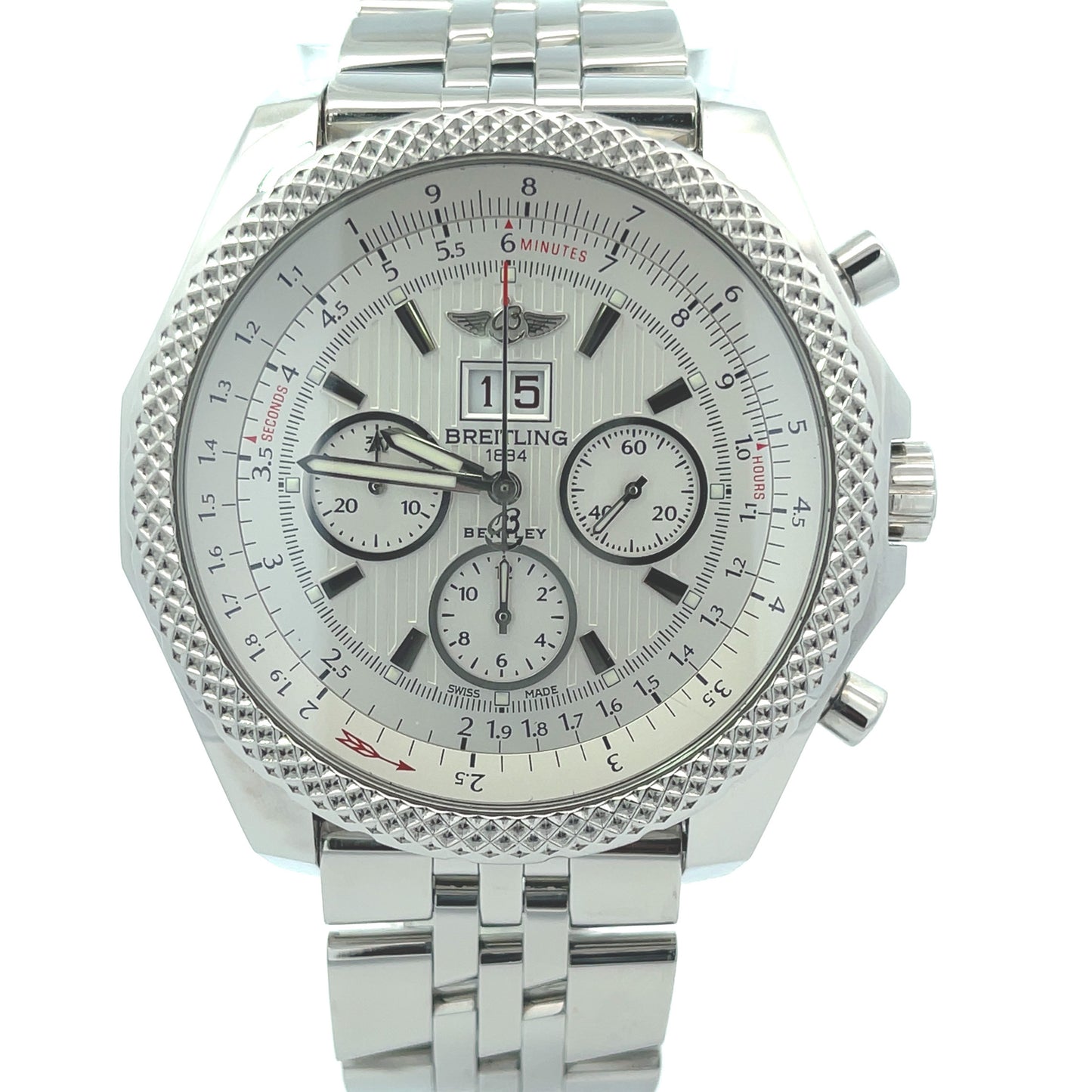 Breitling Bentley 49mm Stainless Steel Ivory Chronograph Dial Watch Reference#: A4436412/G814 - Happy Jewelers Fine Jewelry Lifetime Warranty