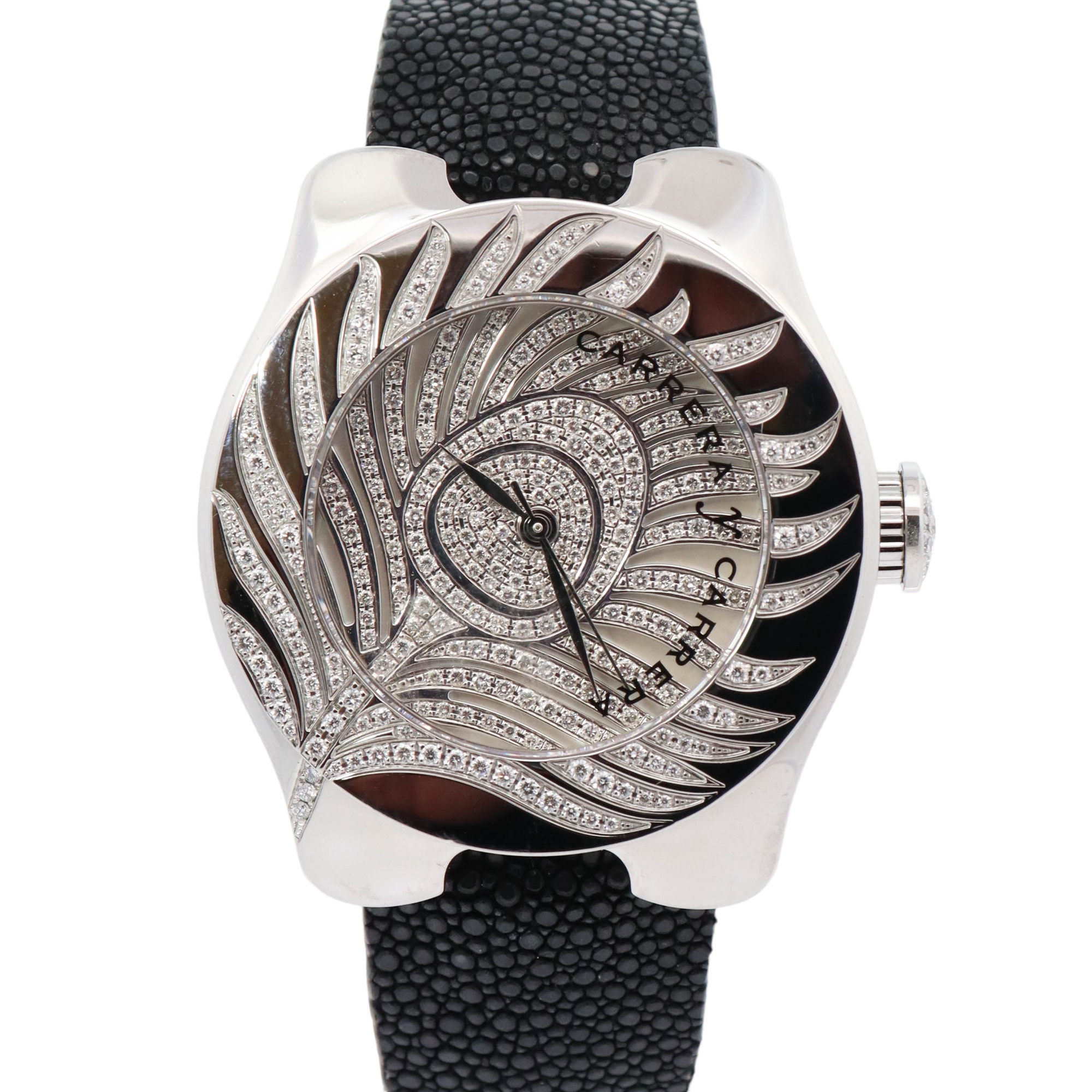 Carrera y Carrera Pearl Peacock Avalon Stainless Steel 41mm MOP Pave Diamond Dial Watch - Happy Jewelers Fine Jewelry Lifetime Warranty