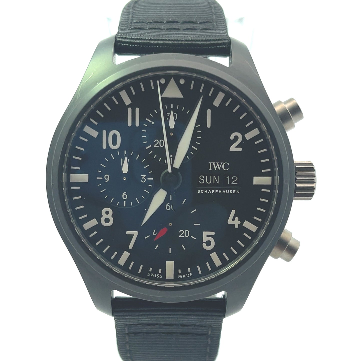 IWC Pilot Top Gun Ceramic 44.5mm Black Chronograph Dial Watch Reference#: IW389101 - Happy Jewelers Fine Jewelry Lifetime Warranty