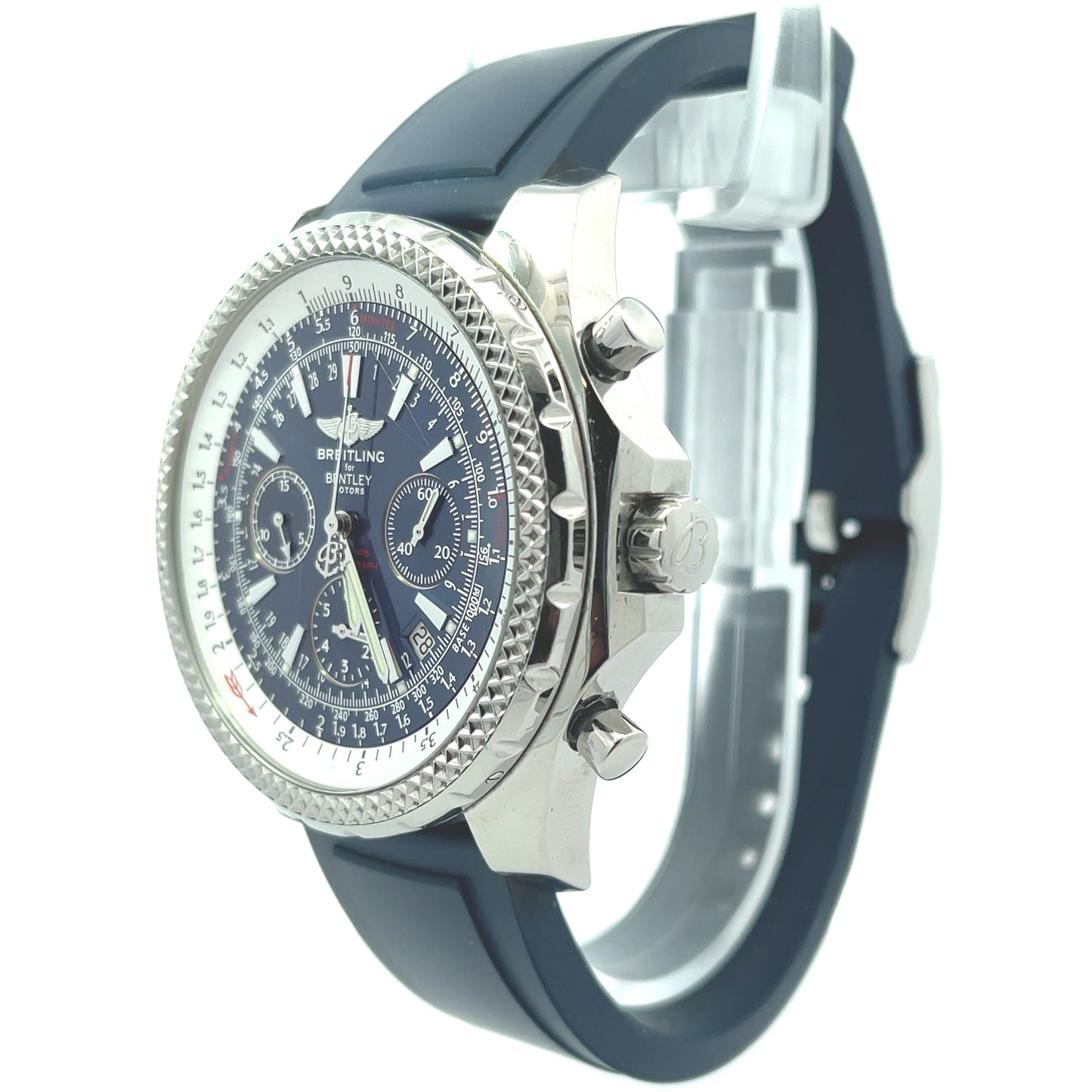 Breitling Bentley Stainless Steel 48mm Blue Chronograph Dial Watch Reference#: A25362 - Happy Jewelers Fine Jewelry Lifetime Warranty