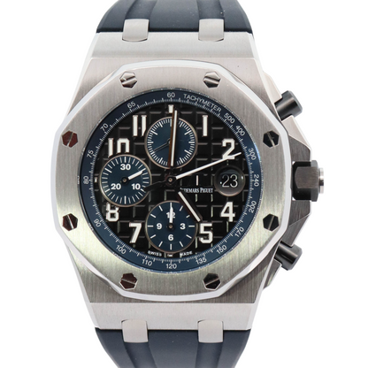 Audemars Piguet Royal Oak Offshore 42mm Blue Chronograph Dial Watch Reference#: 26470ST.OO.A028CR.01 - Happy Jewelers Fine Jewelry Lifetime Warranty