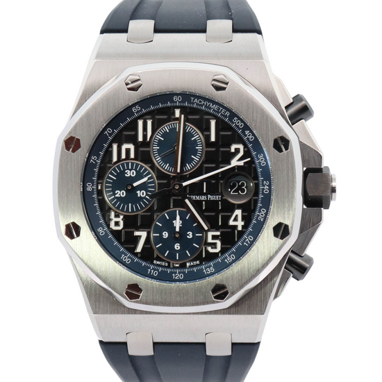 Audemars Piguet Royal Oak Offshore 42mm Blue Chronograph Dial Watch Reference#: 26470ST.OO.A028CR.01 - Happy Jewelers Fine Jewelry Lifetime Warranty