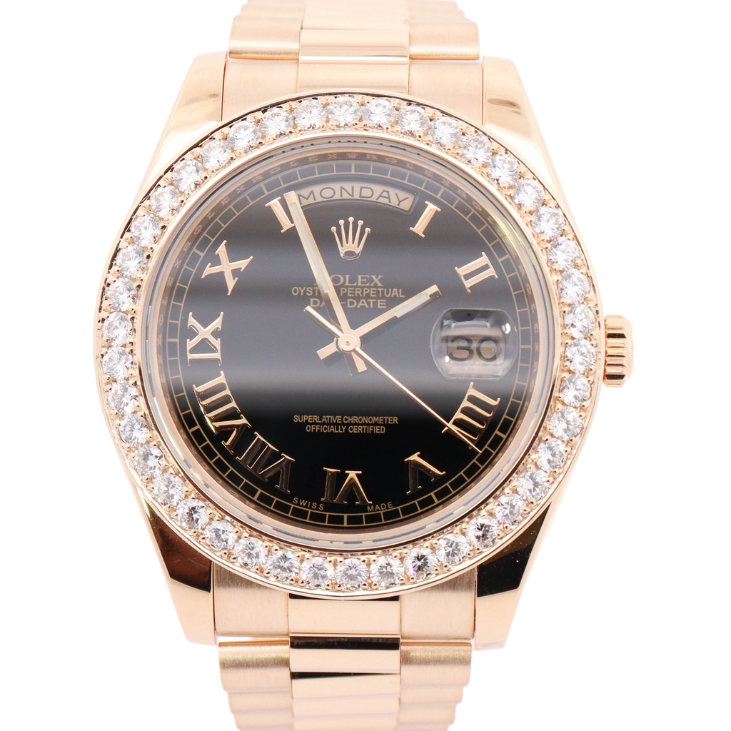 Rolex Day Date Yellow Gold 40mm Black Roman Dial Watch Reference#: 228238 - Happy Jewelers Fine Jewelry Lifetime Warranty