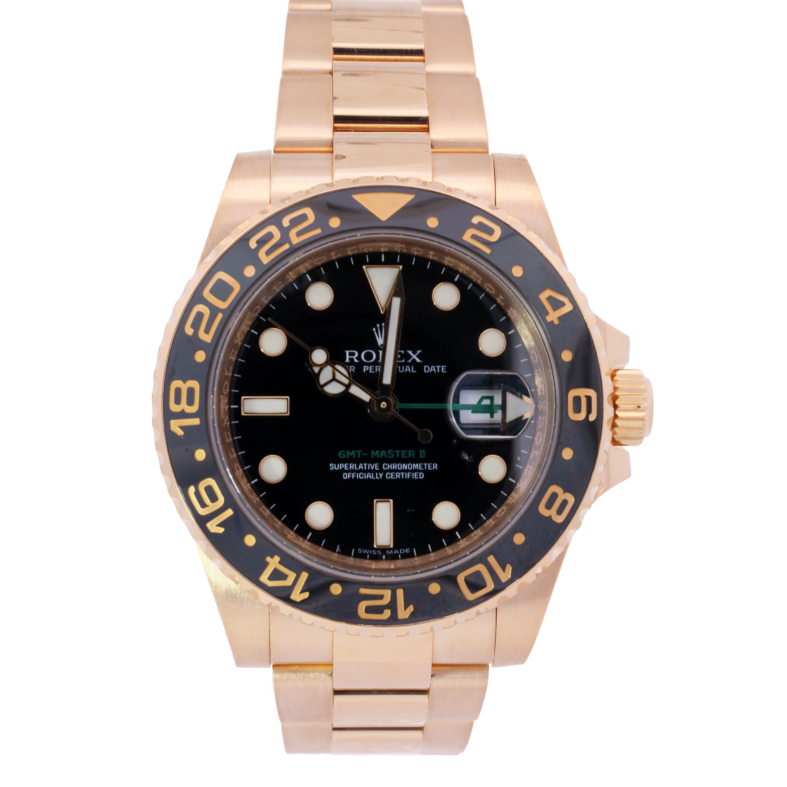 Rolex GMT Master II Yellow Gold 40mm Black Dot Dial Watch | Ref# 116718 - Happy Jewelers Fine Jewelry Lifetime Warranty