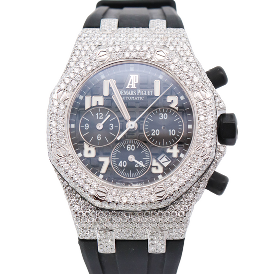 Audemars Piguet Royal Oak Offshore Lady Stainless Steel 37mm Black Chronograph Dial Watch Reference#: 26048SK.ZZ.D002CA.01 - Happy Jewelers Fine Jewelry Lifetime Warranty