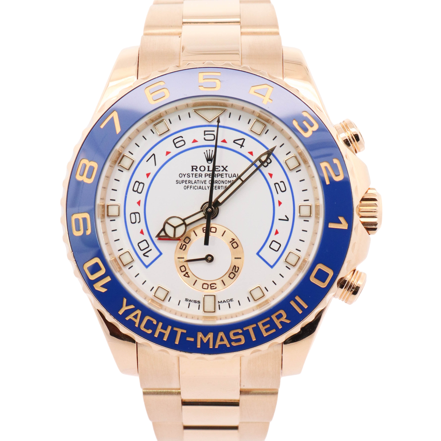 Rolex Yacht Master II Yellow Gold 44mm White Chronograph Dial Watch Reference#: 116688 - Happy Jewelers Fine Jewelry Lifetime Warranty