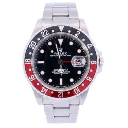Rolex GMT-Master "Coke" Stainless Steel 40mm Black Dot Dial Watch | Ref# 16700 - Happy Jewelers Fine Jewelry Lifetime Warranty