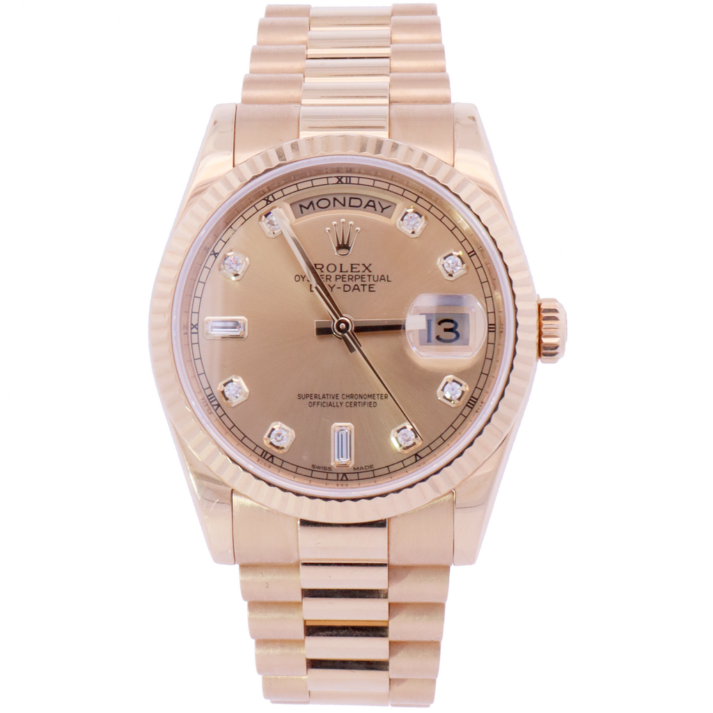 Rolex Day-Date Yellow Gold Diamond Dial Watch | Ref# 118238 - Happy Jewelers Fine Jewelry Lifetime Warranty