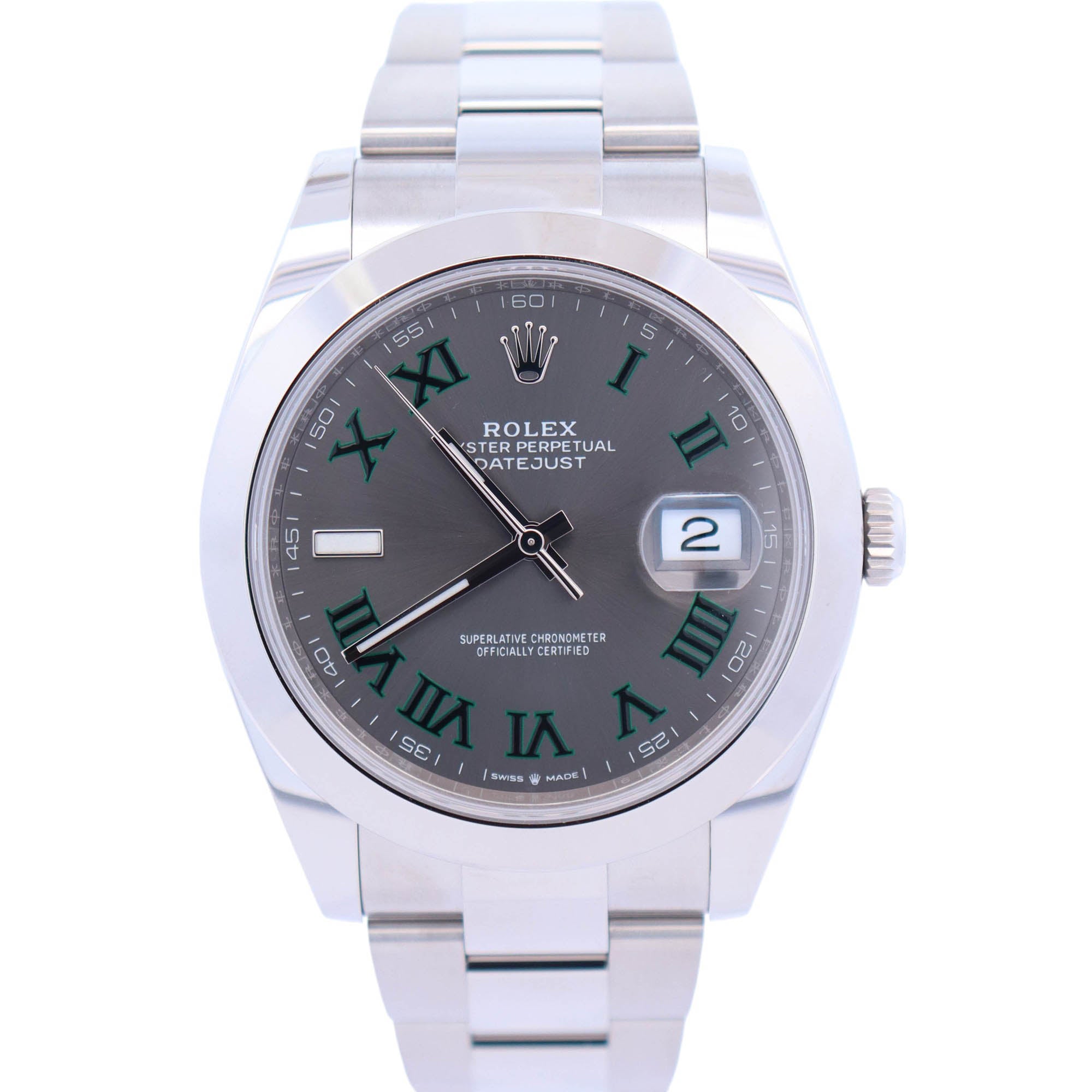 Rolex Datejust 41mm Stainless Steel Wimbledon Dial Watch Ref# 126300 - Happy Jewelers Fine Jewelry Lifetime Warranty