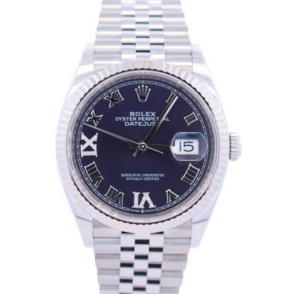 Rolex Datejust 36mm Stainless Steel Purple Dial Watch Ref# 126234 - Happy Jewelers Fine Jewelry Lifetime Warranty