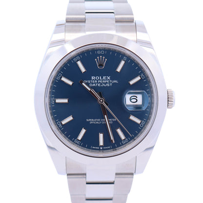 Rolex Datejust 41mm Stainless Steel Blue Dial Watch Ref# 126300 - Happy Jewelers Fine Jewelry Lifetime Warranty