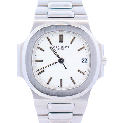 Patek Philippe Nautilus 37.5mm White Stick Dial Watch Ref# 3800 - Happy Jewelers Fine Jewelry Lifetime Warranty