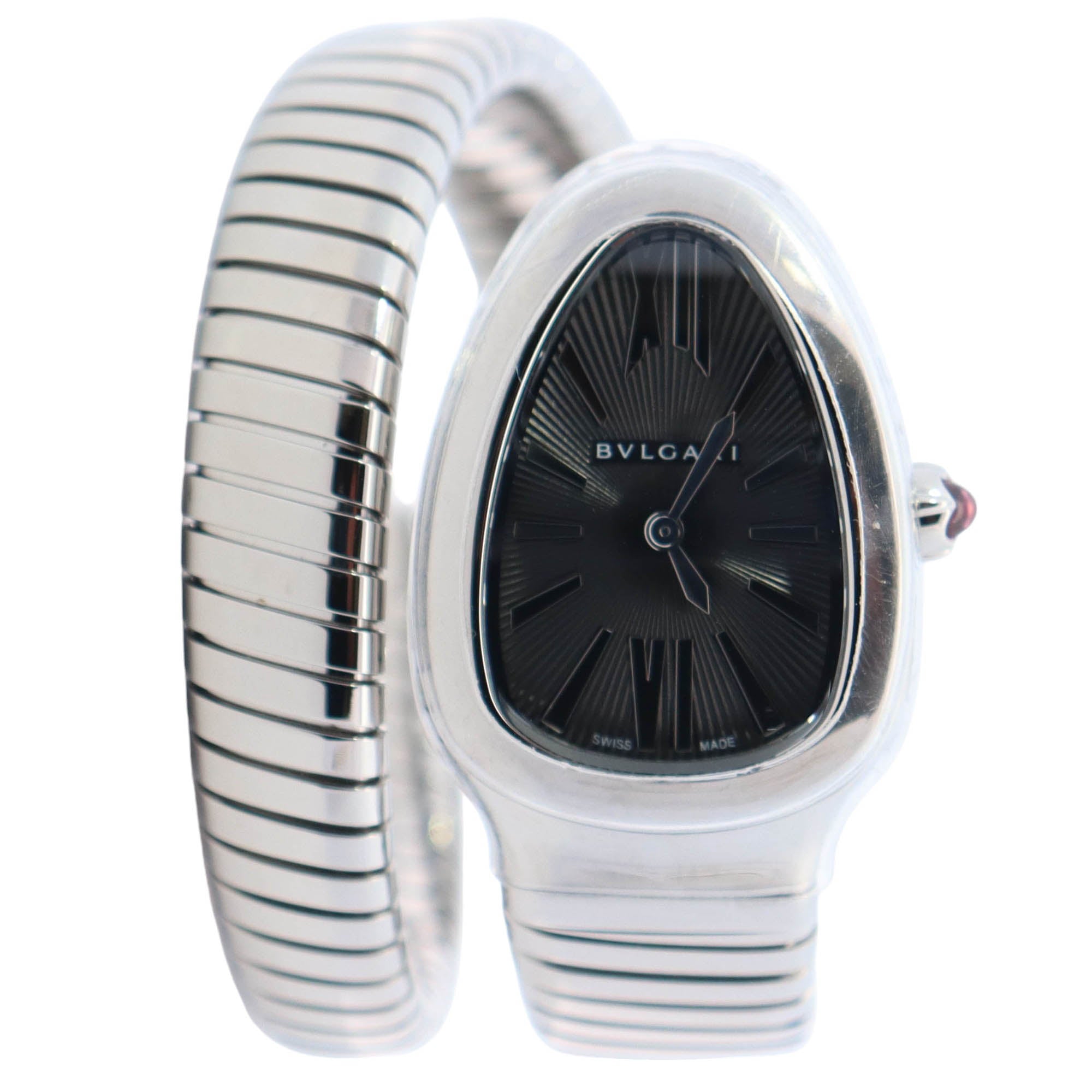 Bvlgari Serpenti Tubagos 35mm Black Dial Watch Ref# 102824 - Happy Jewelers Fine Jewelry Lifetime Warranty