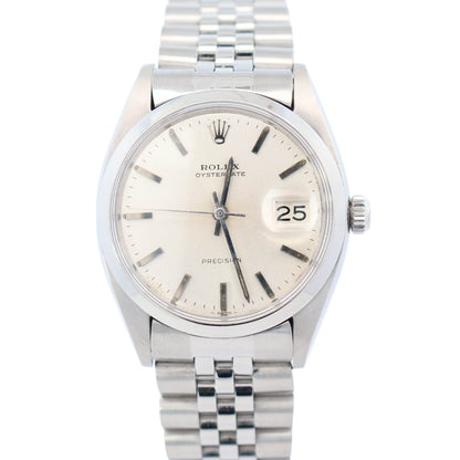 Rolex Oysterdate 34mm Silver Dial Watch Ref# 2618 - Happy Jewelers Fine Jewelry Lifetime Warranty
