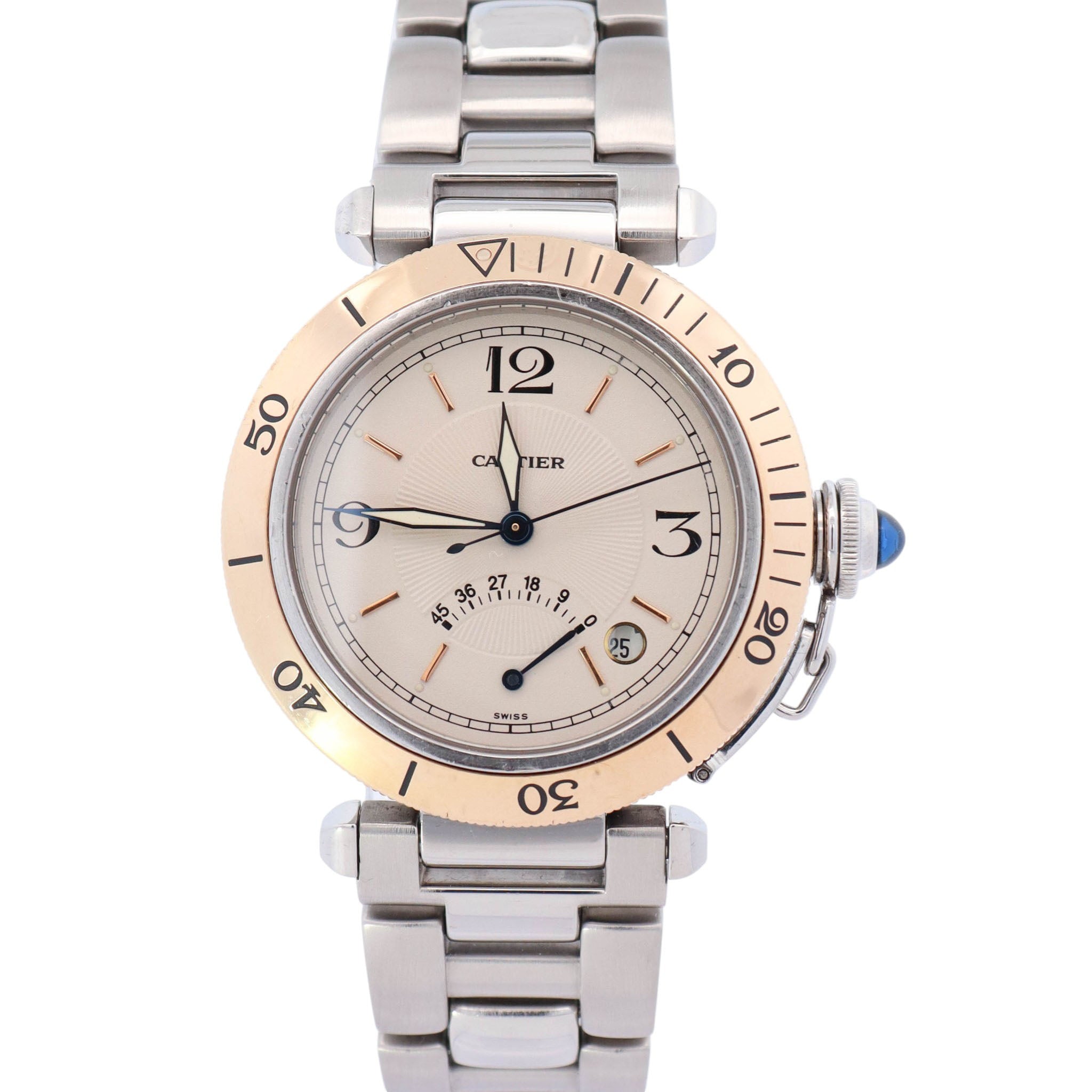 Cartier Pasha 38mm ステンレス　クォーツ Cartier Pasha 38mm Cream Dial Watch Ref# W31012H3 – Happy Jewelers