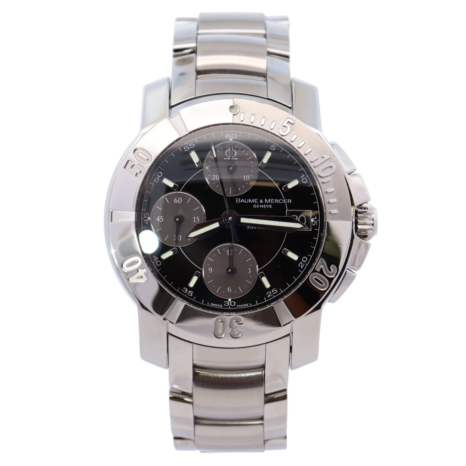 Baume & Mercier Capeland 40mm Black Dial Watch Ref# MOA08112/65352 - Happy Jewelers Fine Jewelry Lifetime Warranty