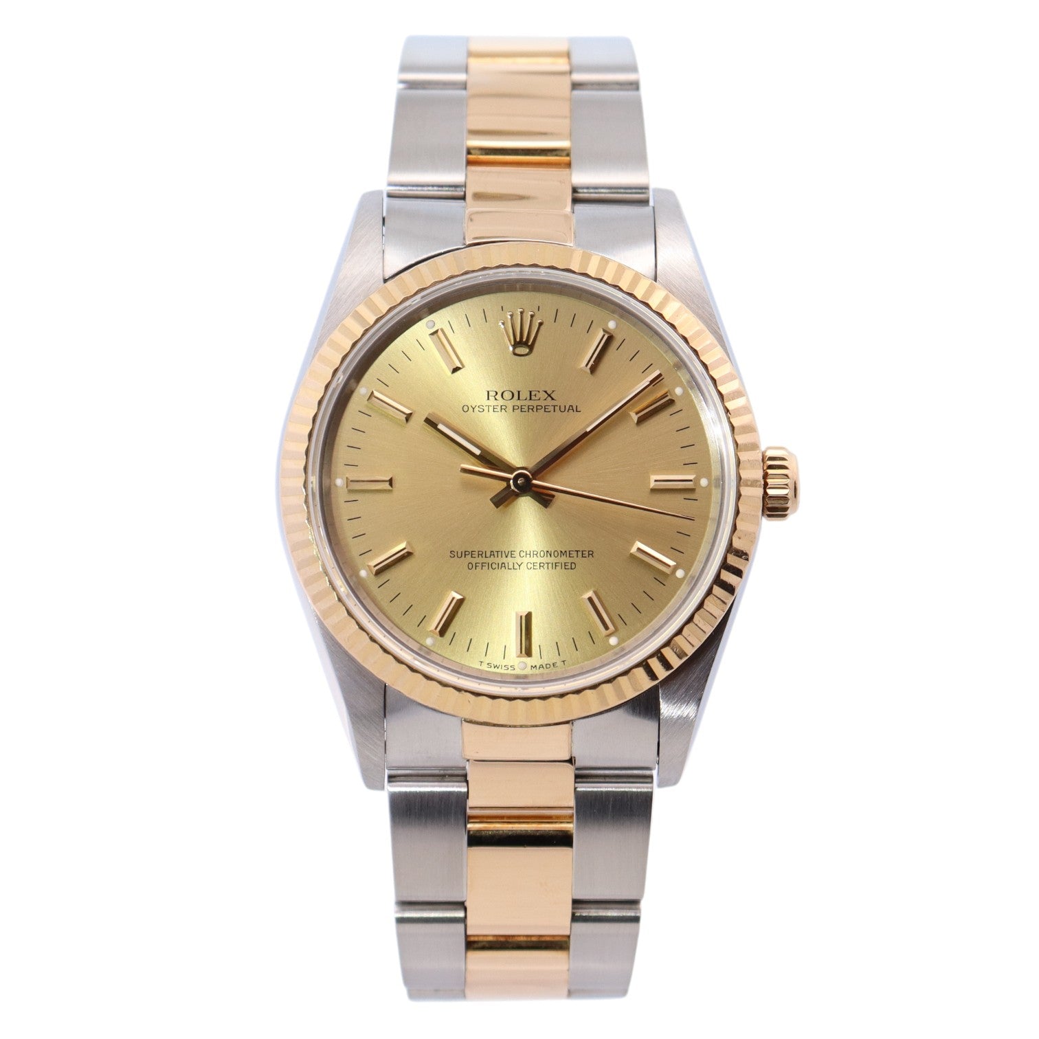 Rolex Oyster Perpetual 34mm Champagne Dial Watch Ref# 14233