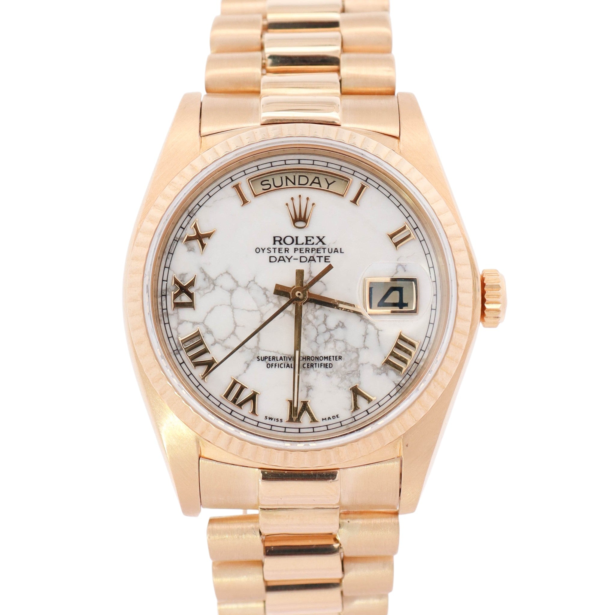 Rolex Day-Date 36mm Howlite Dial Watch Ref# 18038 – Happy Jewelers