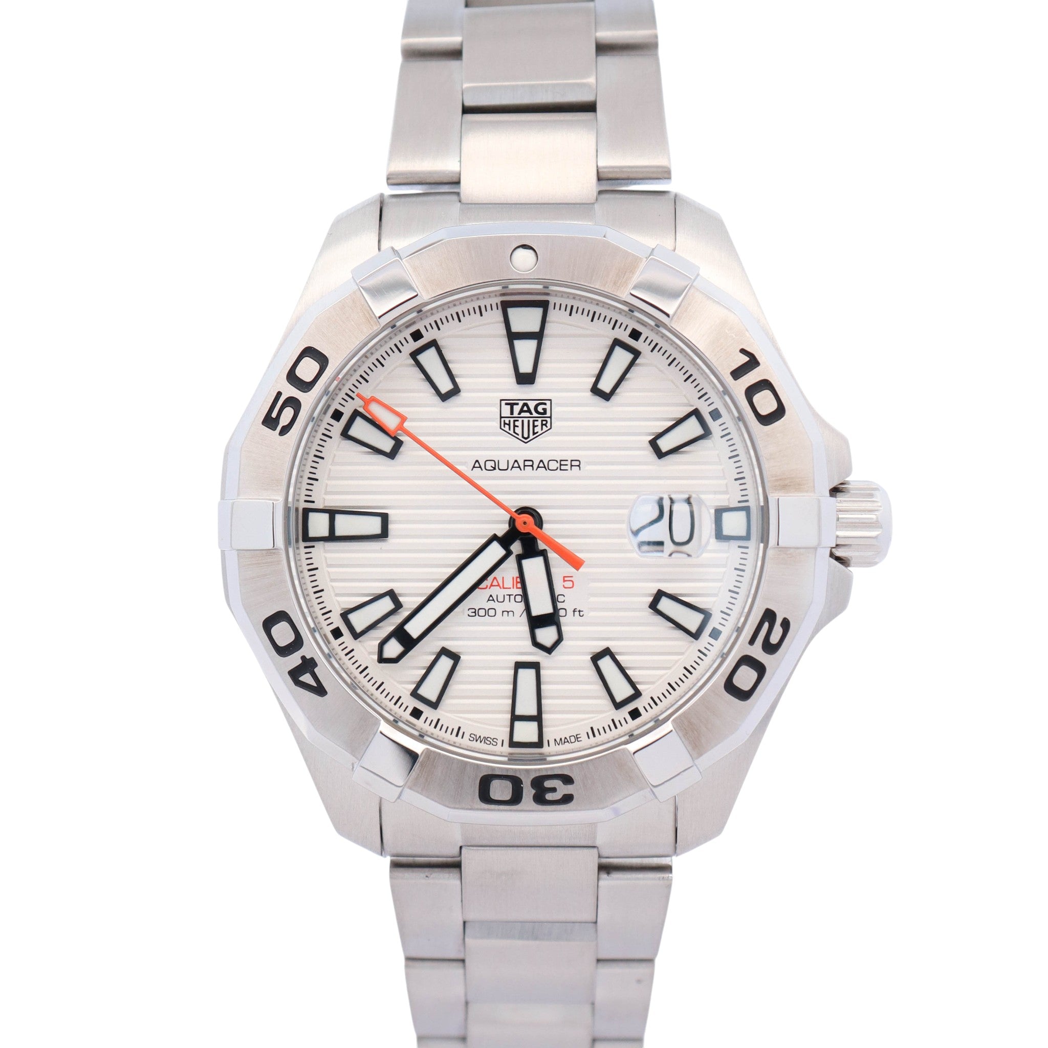 Tag Heuer Aquaracer 43mm White Dial Watch Ref# WAY2013.BA0927