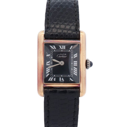 Cartier Must Tank 28mm Black Dial Watch Ref# 3055582 - Happy Jewelers Fine Jewelry Lifetime Warranty