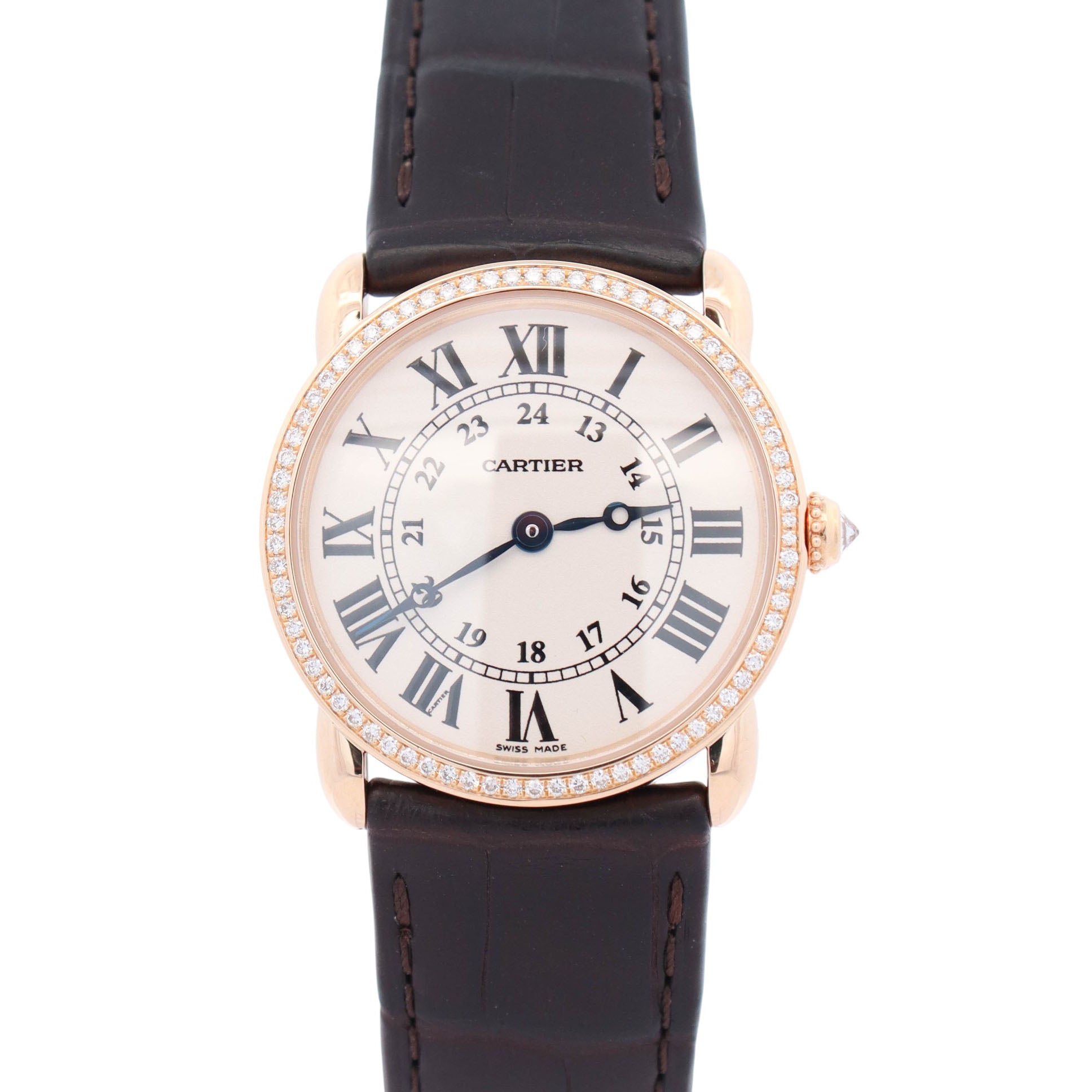 Cartier Ronde Louis 28mm 18K Yellow Gold Cream Roman Dial Watch Ref: 2885