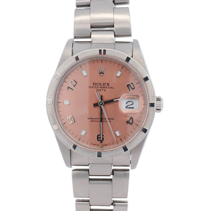 Rolex Oyster Perpetual Date 34mm Pink Dial Watch Ref# 15210 - Happy Jewelers Fine Jewelry Lifetime Warranty