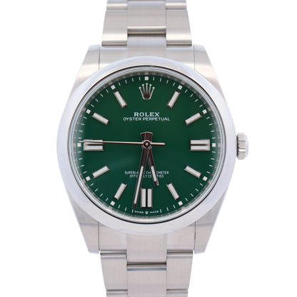 Rolex Oyster Perpetual 41mm Green Dial Watch Ref# 124300