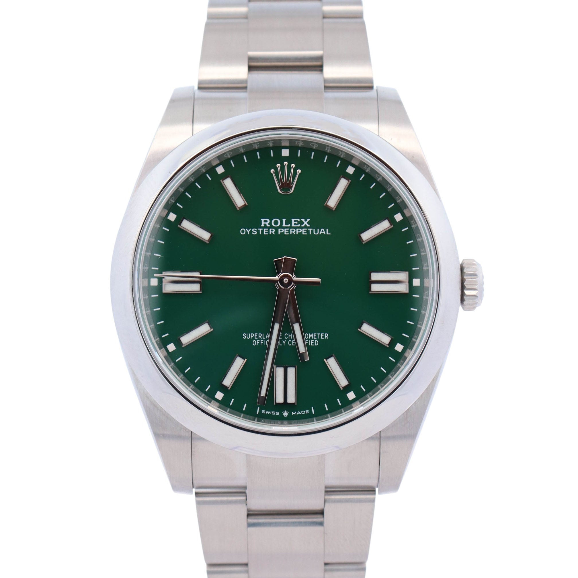Rolex Oyster Perpetual 41mm Green Dial Watch Ref# 124300 - Happy Jewelers Fine Jewelry Lifetime Warranty