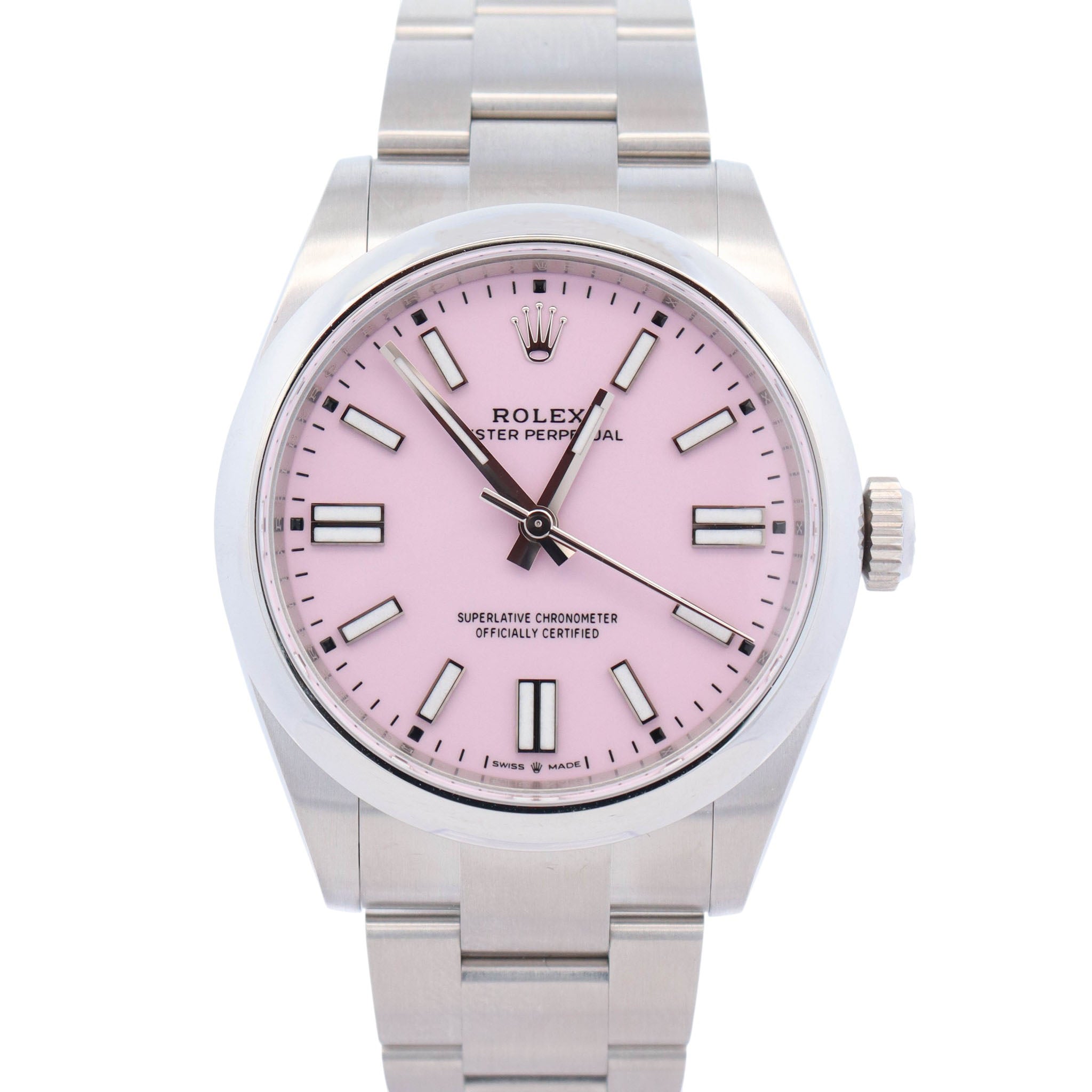 Rolex Oyster Perpetual 41mm Pink Dial Watch Ref# 134300