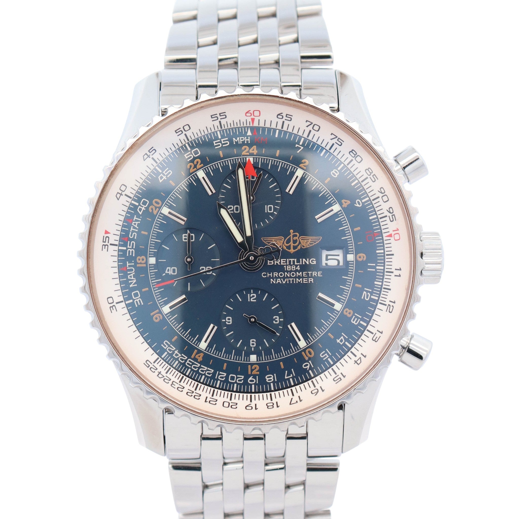 Breitling Navitimer 46mm Blue Dial Watch Ref# A24322 - Happy Jewelers Fine Jewelry Lifetime Warranty
