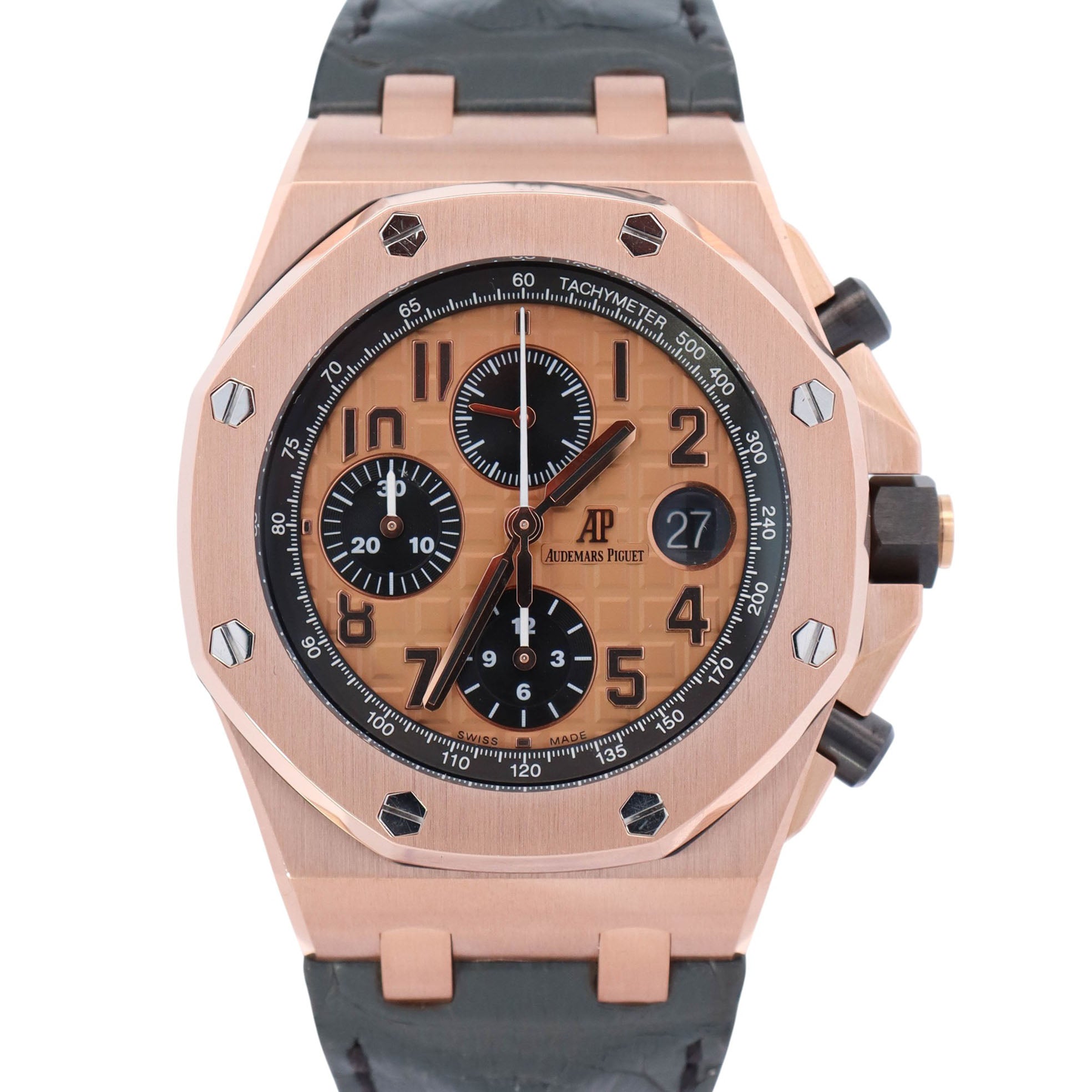 Audemars Piguet Royal Oak Offshore 42mm Rose Dial Watch Ref# 26470OR.OO.A002CR.01 - Happy Jewelers Fine Jewelry Lifetime Warranty