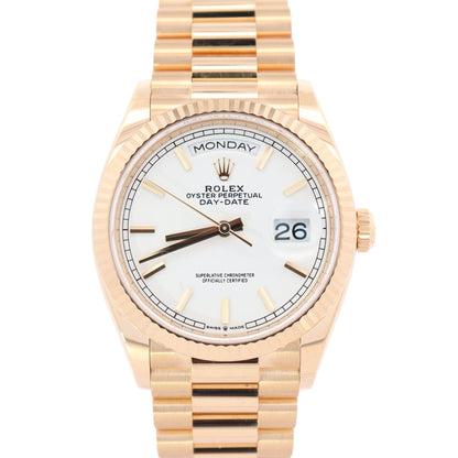 Rolex Day-Date 36mm White Dial Watch Ref# 128238 - Happy Jewelers Fine Jewelry Lifetime Warranty