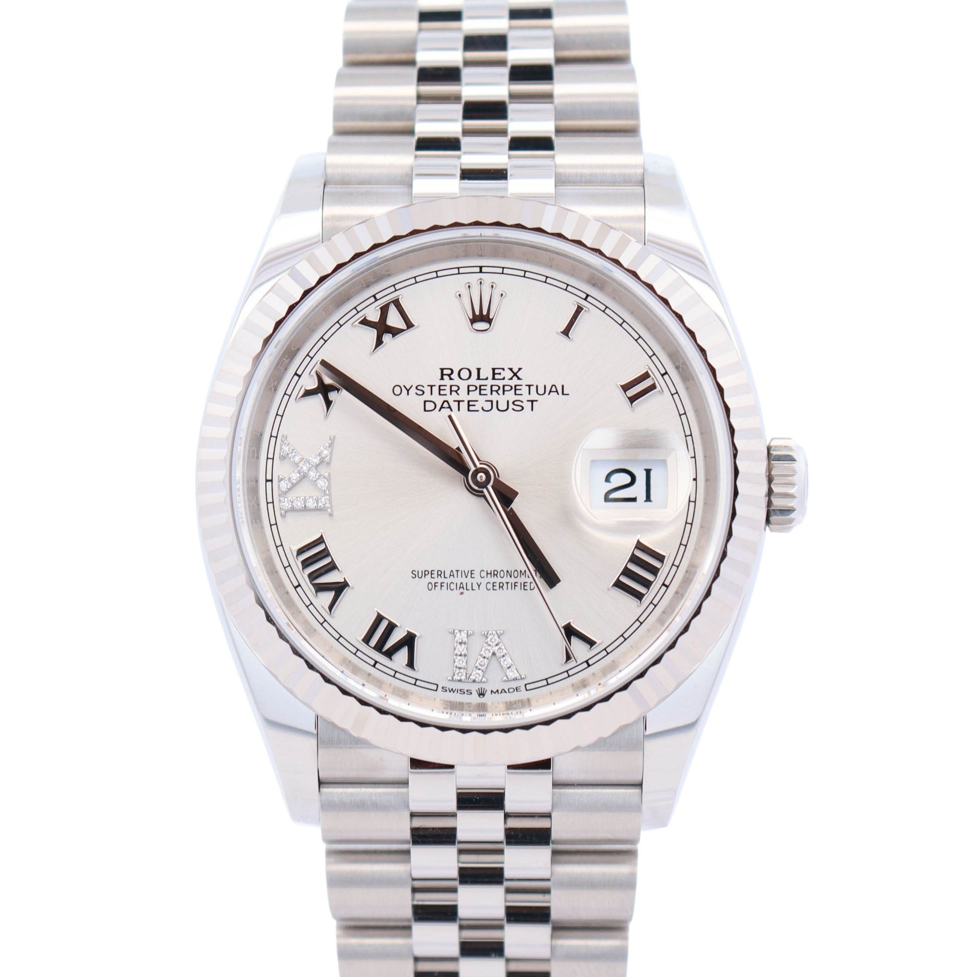 Rolex Datejust 36mm Silver Roman Dial Watch Ref# 126234