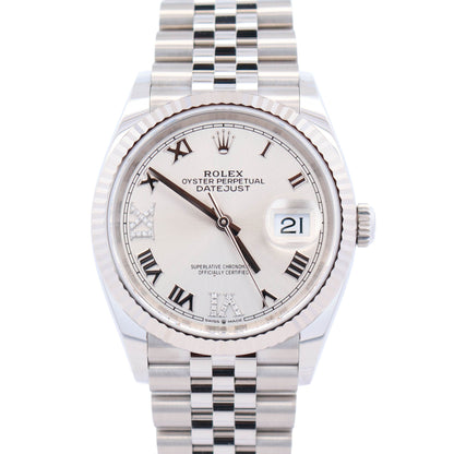 Rolex Datejust 36mm Silver Roman Dial Watch Ref# 126234