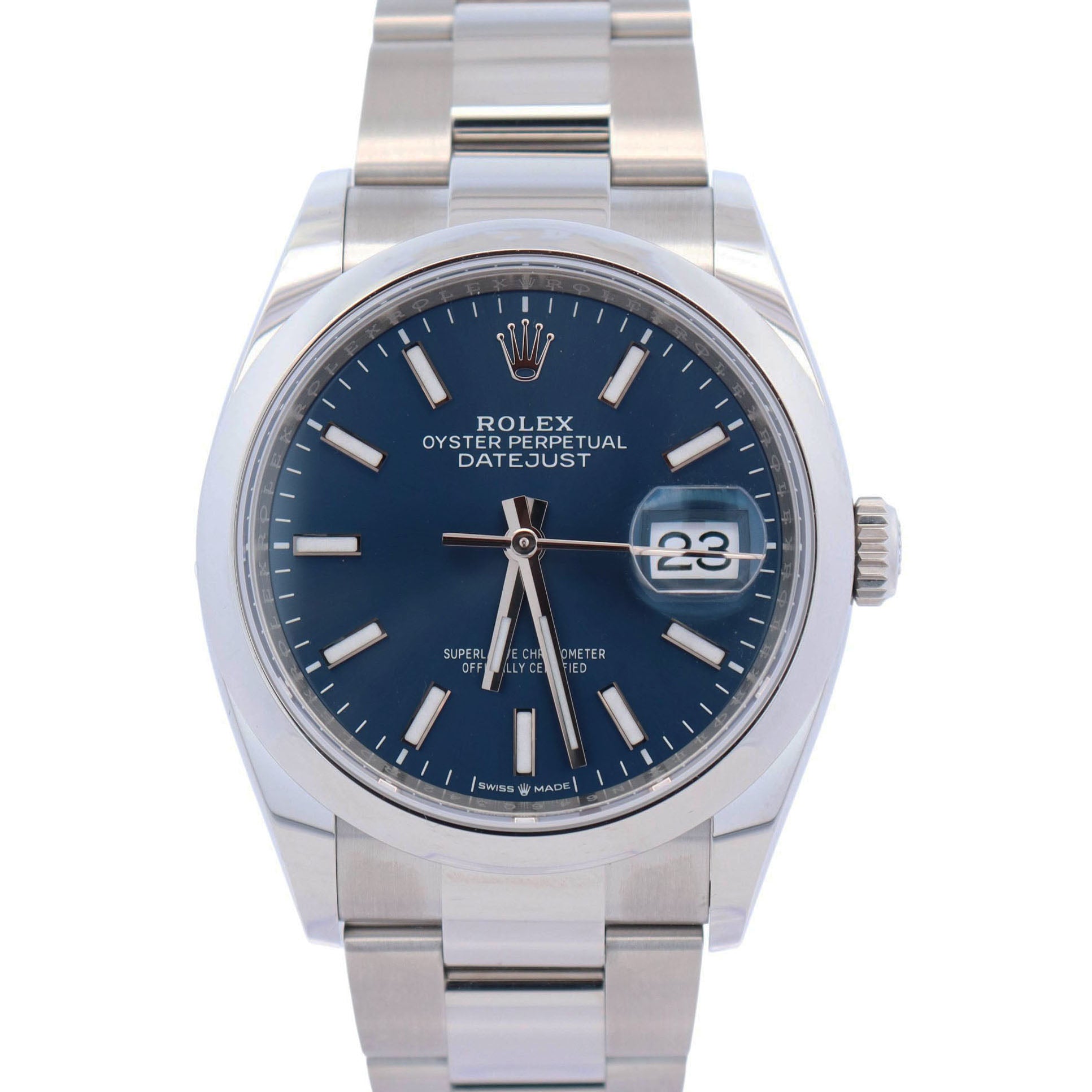 Rolex Datejust 36mm Blue Stick Dial Watch Ref# 126200 - Happy Jewelers Fine Jewelry Lifetime Warranty