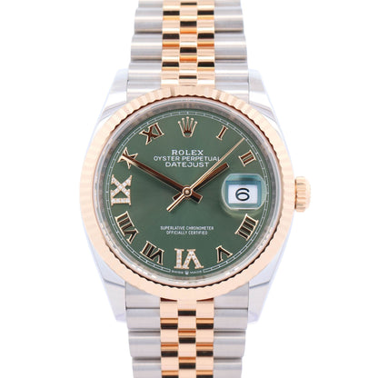 Rolex Datejust 36mm Olive Green Roman Dial Watch Ref# 126233