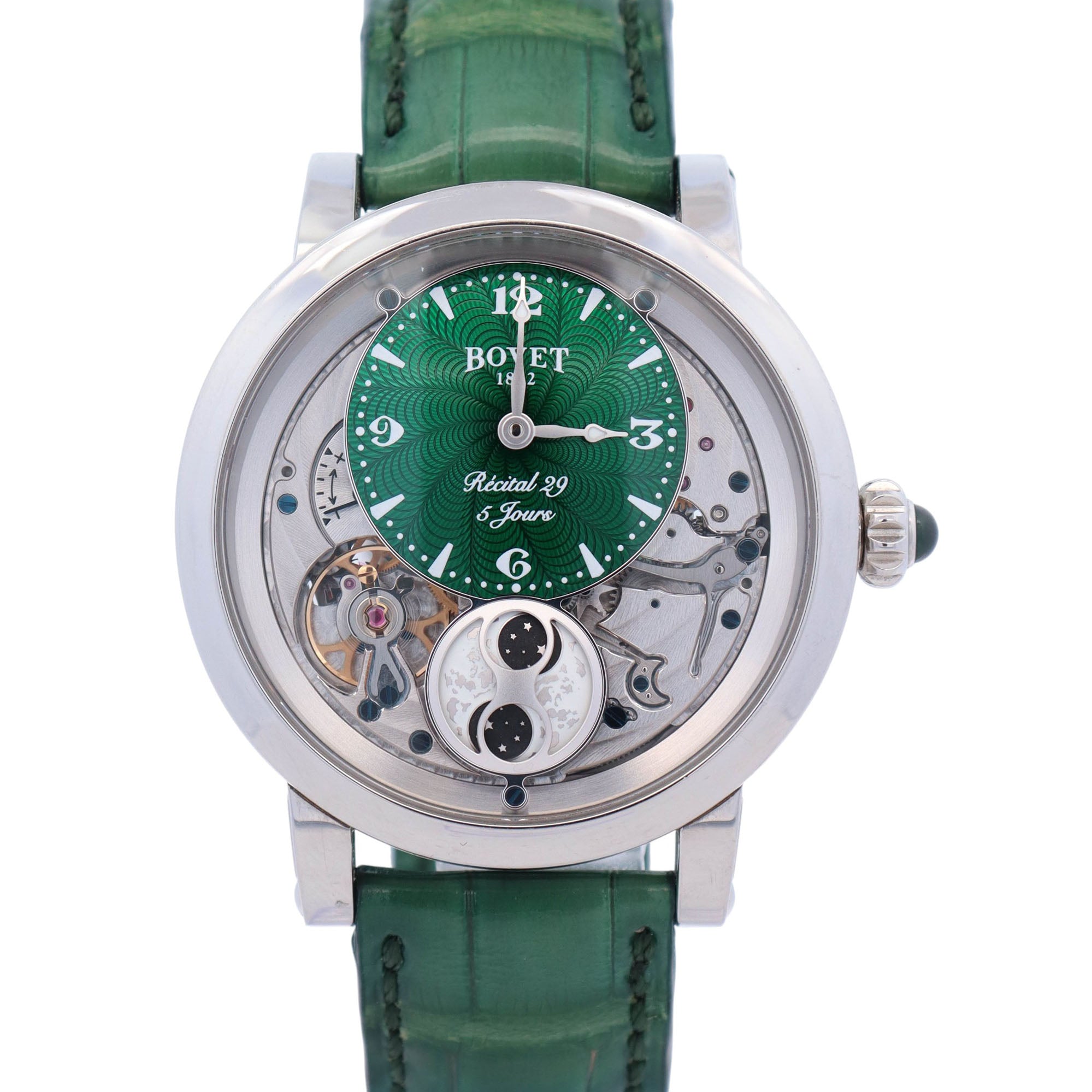 Bovet Rectical 28 42mm Green Skeleton Dial Watch Ref# R290001